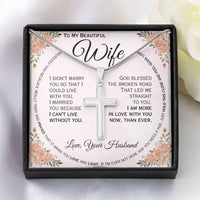 Load image into Gallery viewer, To My Wife- I can&#39;t Live Without You- Cross Necklace ( Engraved)
