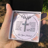 Load image into Gallery viewer, To My Wife- I can&#39;t Live Without You- Cross Necklace ( Engraved)
