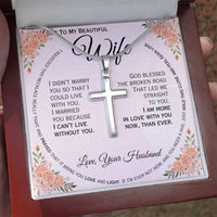 Load image into Gallery viewer, To My Wife- I can&#39;t Live Without You- Cross Necklace ( Engraved)
