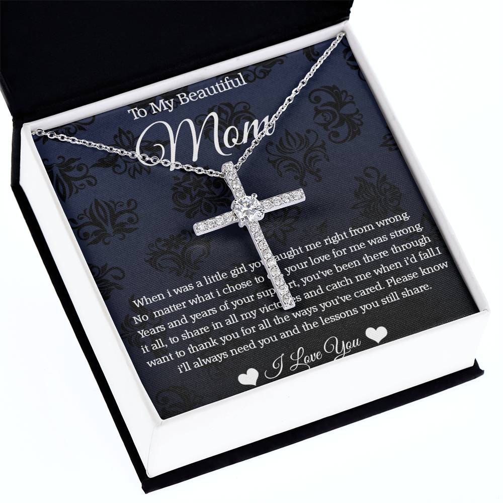 CZ Cross Necklace For Mom