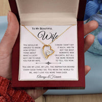 Load image into Gallery viewer, To My Beautiful Wife- My Love, My Life, My Inspiration- Heart Necklace
