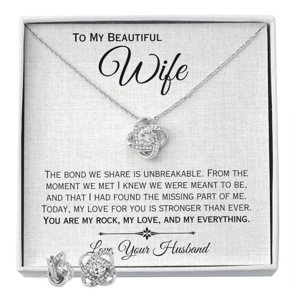 To My Beautiful Wife- My Rock, My Lock, My Everything- Love Necklace