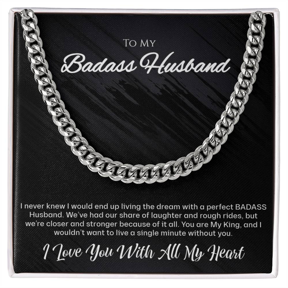 To My Badass Husband - Love You With All My Heart - Cuban Link Chain