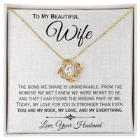 Load image into Gallery viewer, To My Wife- My Rock, My Love, My Everything- Love Knot Necklace
