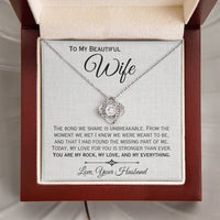 Load image into Gallery viewer, To My Wife- My Rock, My Love, My Everything- Love Knot Necklace
