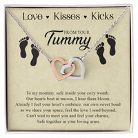 Load image into Gallery viewer, To My Mommy (Mom To Be) - Love, Kisses, Kicks from Your Tummy - Interlocking Hearts Pendant

