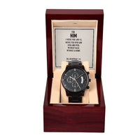 Load image into Gallery viewer, Black Chronograph Watch For Husband + MC (NO ENGRAVING)
