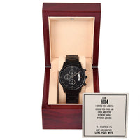Load image into Gallery viewer, Black Chronograph Watch For Husband + MC (NO ENGRAVING)
