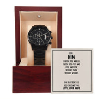 Load image into Gallery viewer, Black Chronograph Watch For Husband + MC (NO ENGRAVING)
