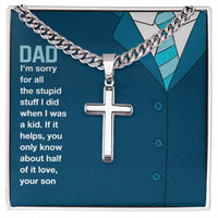 Load image into Gallery viewer, Artisan Cross Necklace For Dad on Cuban Chain w/ MC
