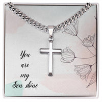 Load image into Gallery viewer, Artisan Cross Necklace For Son on Cuban Chain w/ MC
