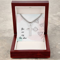 Load image into Gallery viewer, Artisan Cross Necklace For Son on Cuban Chain w/ MC
