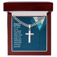 Load image into Gallery viewer, Artisan Cross Necklace For Dad on Cuban Chain w/ MC
