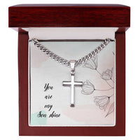 Load image into Gallery viewer, Artisan Cross Necklace For Son on Cuban Chain w/ MC
