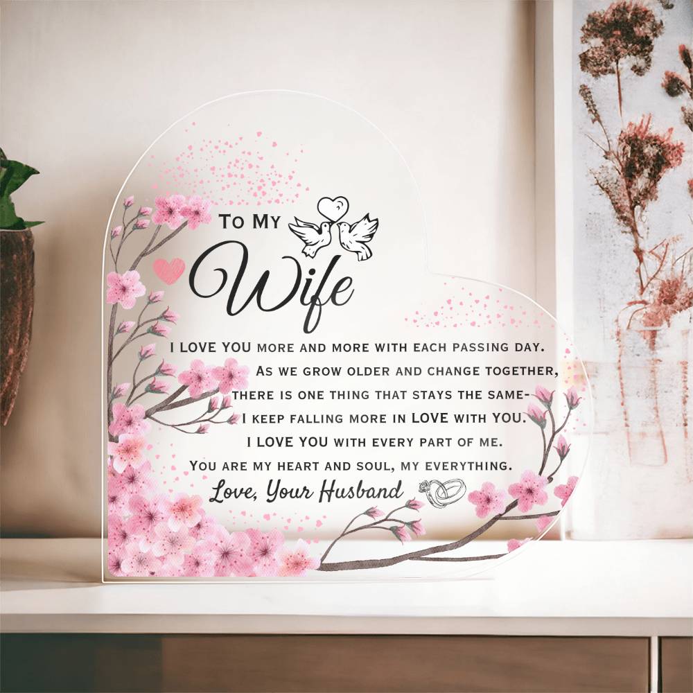 To My Wife- I Love You More- Heart Plaque
