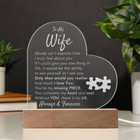 Load image into Gallery viewer, To My WIfe- My Missing Piece- Acrylic Plaque
