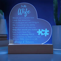 Load image into Gallery viewer, To My WIfe- My Missing Piece- Acrylic Plaque
