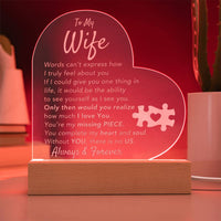 Load image into Gallery viewer, To My WIfe- My Missing Piece- Acrylic Plaque
