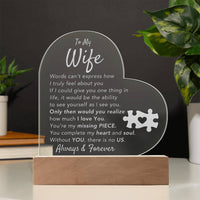 Load image into Gallery viewer, To My WIfe- My Missing Piece- Acrylic Plaque
