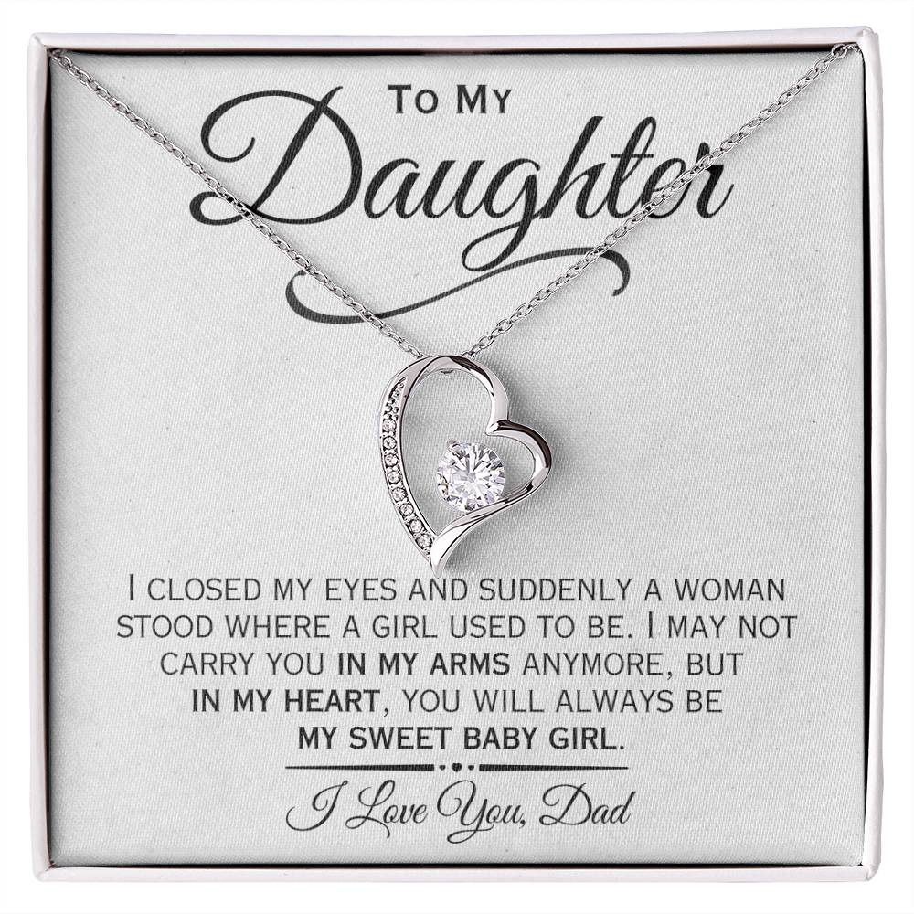 To My Daughter- Sweet Baby Girl- Heart Necklace