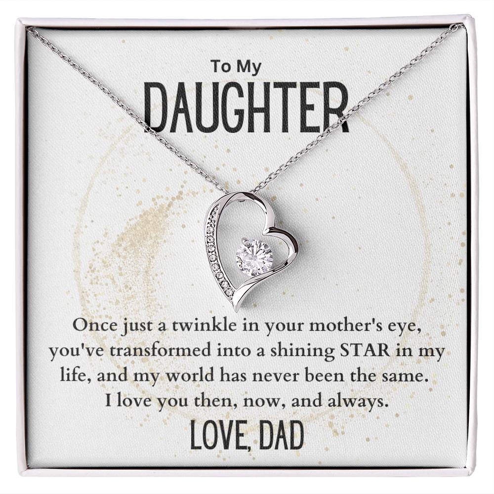 To My Daughter- My Shining Star- Heart Necklace