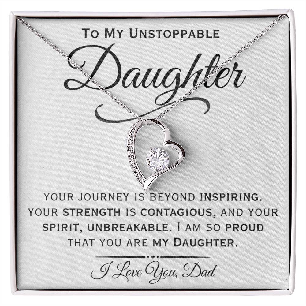 To My Unstoppable Daughter- I Love You- Heart Necklace