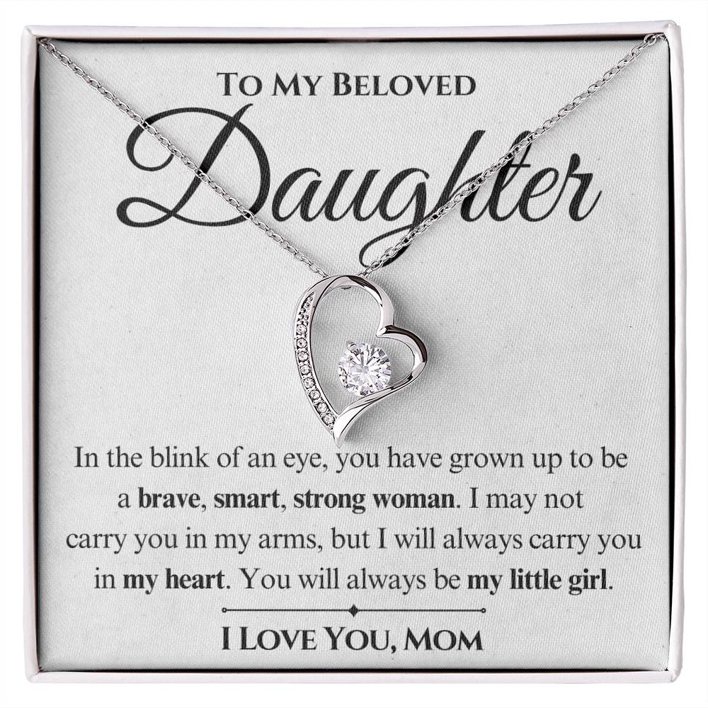 To My Beloved Daughter- Brave, Smart, Strong- Love Necklace