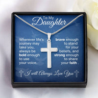 Load image into Gallery viewer, To My Daughter- Bold, Brave, Strong- Cross Necklace
