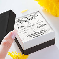 Load image into Gallery viewer, To My Wonderful Daughter- Have Faith- Cross Necklace
