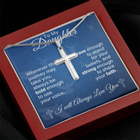 Load image into Gallery viewer, To My Daughter- Bold, Brave, Strong- Cross Necklace
