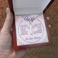 Load image into Gallery viewer, To My Beautiful Wife- I Can&#39;t Live Without You- Cross Necklace
