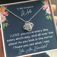 Load image into Gallery viewer, To My Gorgeous Wife- I Love You- Love Knot necklace
