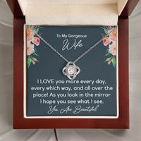 Load image into Gallery viewer, To My Gorgeous Wife- I Love You- Love Knot necklace
